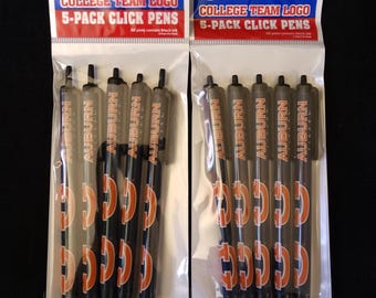 Lote de 10 bolígrafos de clic de tinta negra del equipo Auburn Tigers de la NCAA, producto con licencia universitaria