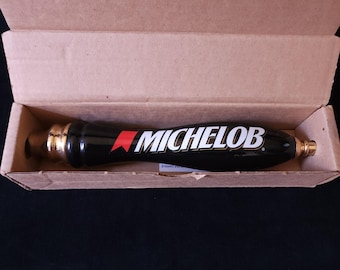 Rare Michelob 11.5" Beer Home Bar Tap Handle Black & Gold w/ Original Box