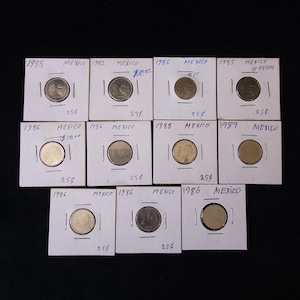 Vintage Mexico 10 Pesos Coins 1982-1989 Stainless Steel Miguel Hidalgo Lot of 11