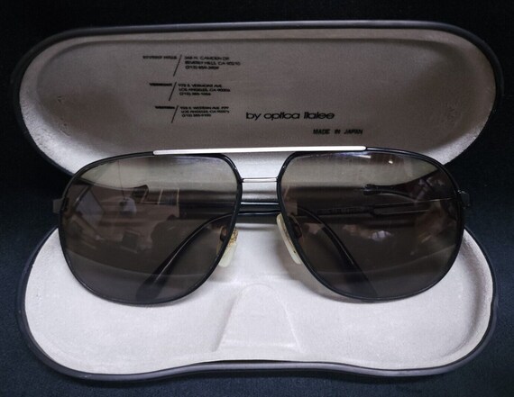 Vintage Marcolin 145 Black Silver Pilot Sunglasses Italy 