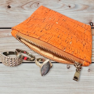 Personalized Cork Zipper Pouch, Mini coin purse wallet, Vegan, Eco friendly, FREE shipping, Great Gift, send to a friend!