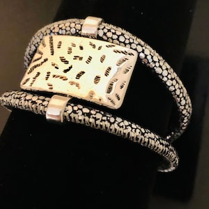 Natural Silver Cork Bracelet with Antique Silver color Square Bead,  Great Valentines Gift! send to a friend!