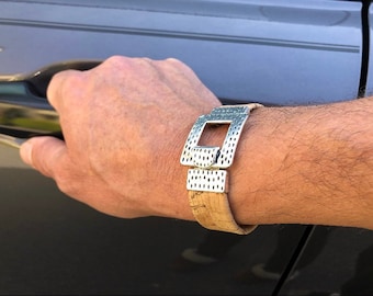 Natural Beige Cork Bracelet with Interlocking Clasp
