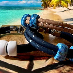 Natural and Eco-Friendly Portuguese Cork Bracelet. Ceramic beads. Great Gift! Send to a friend!