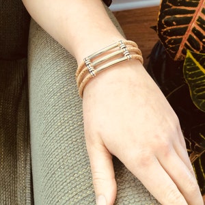 Eco friendly Cork Bracelet made with 3 Strands of Natural Cork and Silver Color Bead. send to friend!