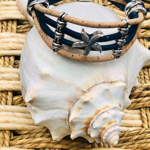 Natural Cork Bracelet with Starfish Charm. Good gift, send to a friend!