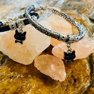 Natural Cork Bracelet with Black Cat Pendant! Great Gift! Send to a friend!