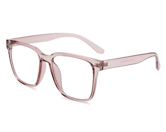Oversized Blue Light Blocking Glasses | Vintage Style, Light Rose Frame