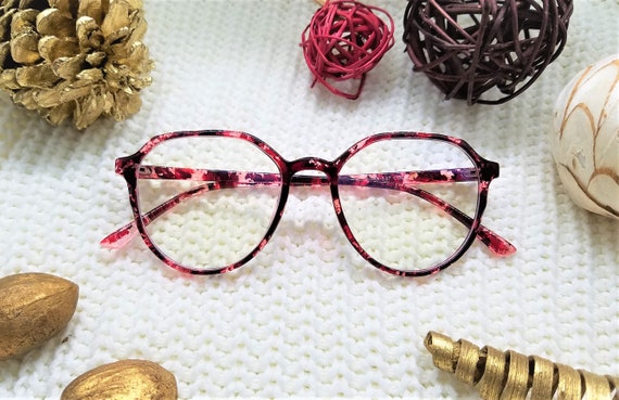 Oversized Blue Light Glasses: Ruby Frame, 70s 80s Style