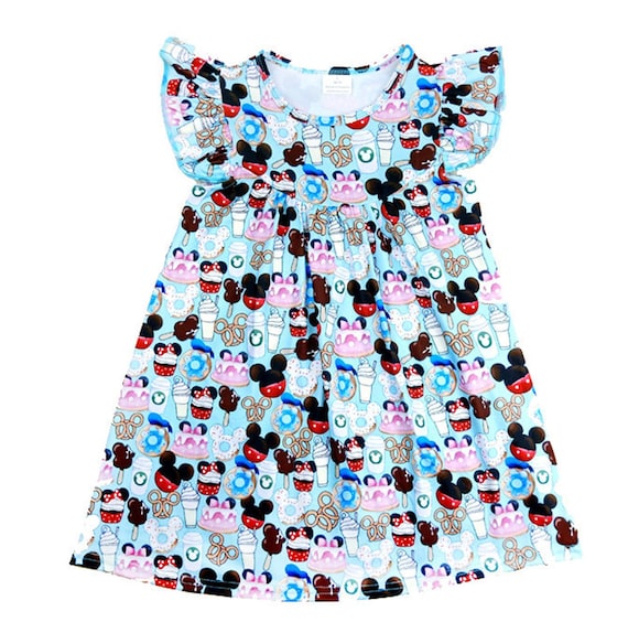 READY TO SHIP Disney Flutter Dress Mickey Minnie Mouse Snacks