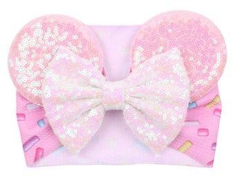 IN STOCK! Candy Rainbow Sprinkles Sequin Minnie Mouse Ears Baby Headband