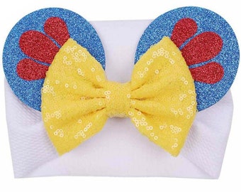 IN STOCK! White Snow White Sequin Minnie Mouse Ears Baby Headband