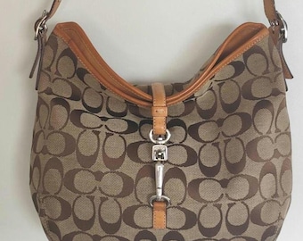 Vintage Coach Signature Sufflette Clip Shoulder Bag Beige