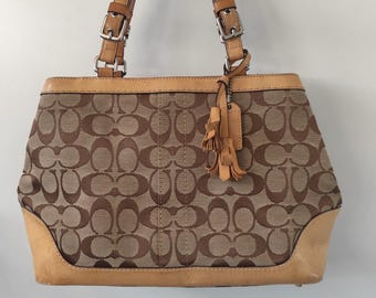 バッグ Vintage Coach Leather Tote Bag Brown Vintage Coach 2005 Tote Bag Model Number F05J 8K52 - Etsy