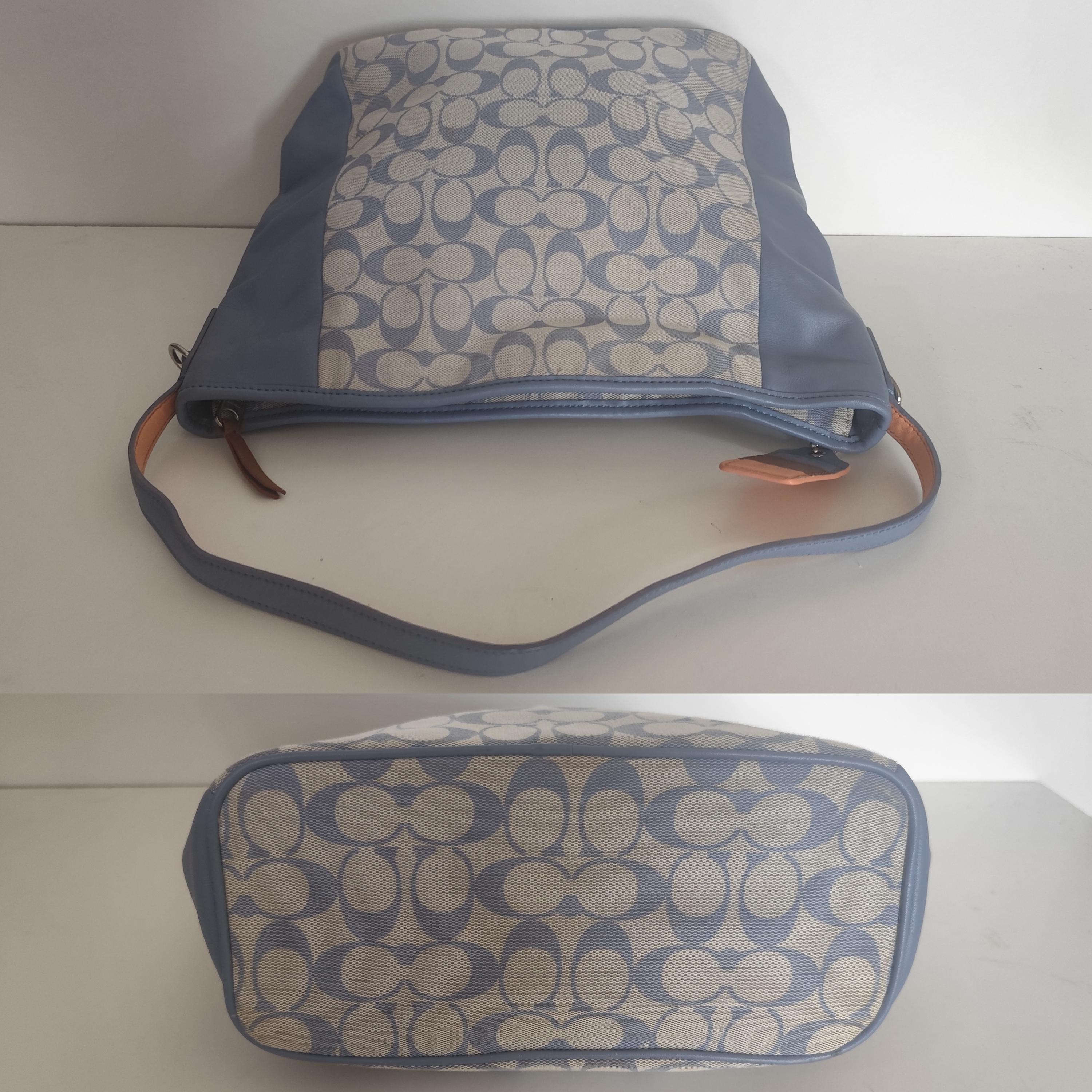 Buy Coach Signature Light Blue Canvas Leather Tote Bag Online in 