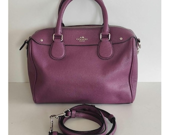 Purple Leather Coach Mini bag with detachable strap