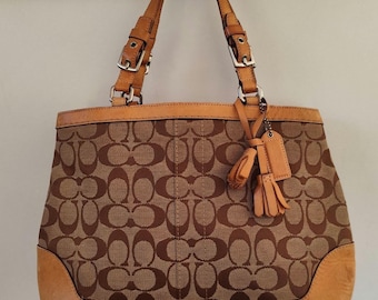 Vintage Coach Tote Handbag Signature Tassel