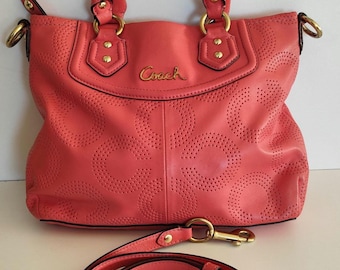 COACH Soft Leather satchel tote shoulder/Crossover handbag with goldtone accents