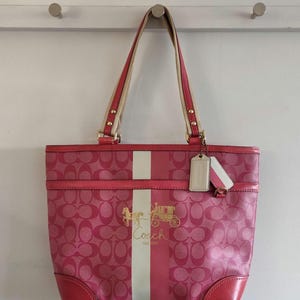 Coach Signature Tote Bag in Pink Medium Size