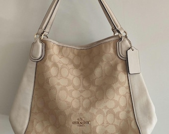 Coach Edie Signature Canvas and Leather Shoulder Bag