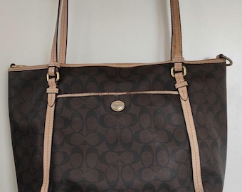 Coach Signature large tote bag in black and tan