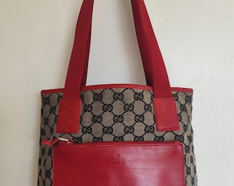 Gucci canvas and leather lightweight tote bag