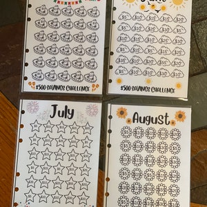 Inserts only |  Monthly Savings Challenge | A6 size | Cash budget | Budget Planner | Saving Binder | Cash Stuffing | Cash Sleeves
