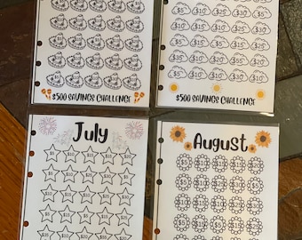 Inserts only |  Monthly Savings Challenge | A6 size | Cash budget | Budget Planner | Saving Binder | Cash Stuffing | Cash Sleeves