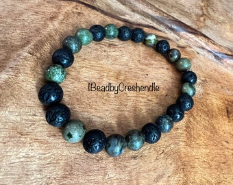 Dragon Blood Jasper and Lava Stone Bracelet