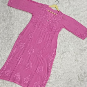 Handmade Modal Chikankari Kurti: Elegant Embroidered Tunic