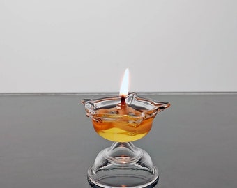 Vidrio de borosilicato transparente Niranjan / Diya - Pequeño Deepak para Pooja Home, Office Hotel Temple Decor/ Auspicious Diya Decor