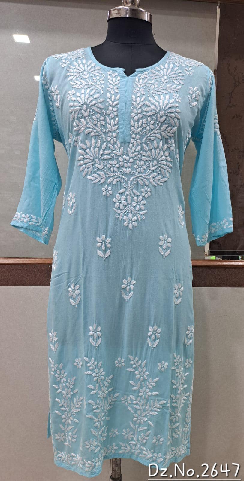 Handmade Chikankari Rayon Kurti: Embroidered Indian Tunic
