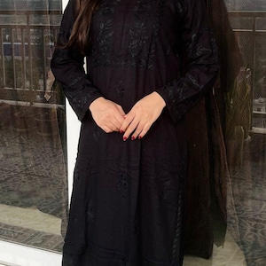 Elegant Ethnic Rayon Black Kurti | Hand-Embroidered Work Chikankari Kurti