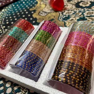 Indian Glass Bangles Set: 12