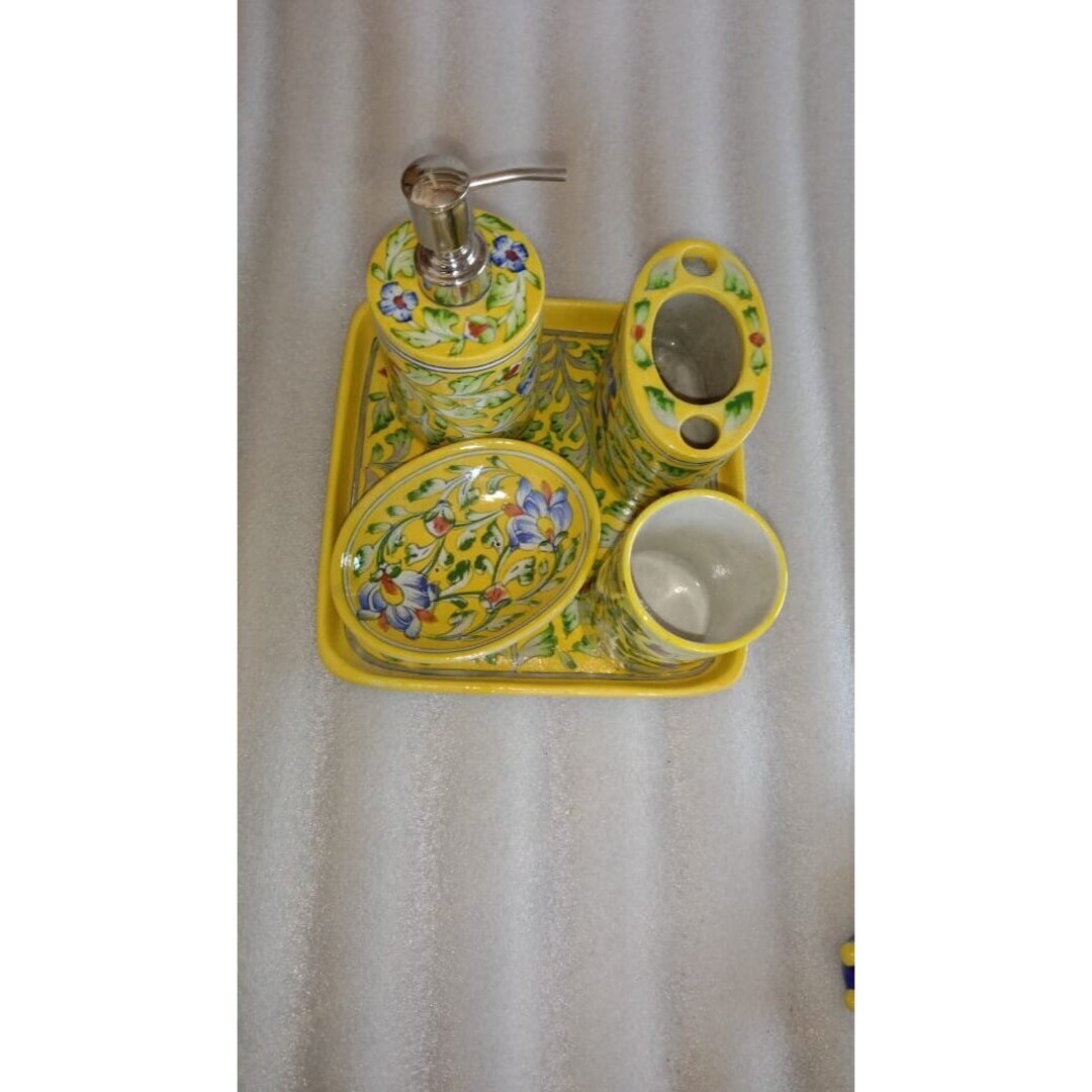Handmade Bathroom Accessories Set, Liquid Dispenser, Soap Case, Tooth ...