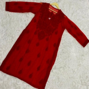 Handmade Chikankari Georgette Kurti for Women – Includes Free Inner | Handmade Kurti | Women Kurtis | Chikankari Kurti