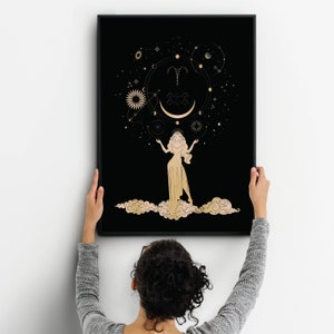 Relation amoureuse liante avec l'univers. Impression personnalisée du zodiaque, astrologie, signe astrologique, horoscope, art du thème du Natal, impression thème astral