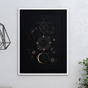 Impression du zodiaque personnalisée, votre lever, impression des signes du soleil et de la lune, astrologie, signe du zodiaque, horoscope, art du thème du Natal, impression carte de naissance
