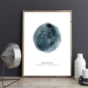Impressão do zodíaco, "céu do zodíaco", signo, constelação, horóscopo de aniversário, celestial, decoração de casa, astrologia, presente de feriado