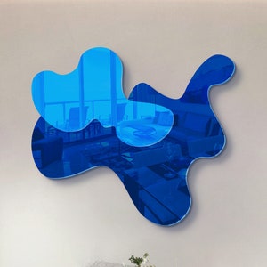 Navy Blue Wall Art, Clouds Painting 3D Wall Art, Pop Art, Wall Decor, Wall Sculpture, Modern Decor, Parametric Wall Art, Geometric Wall Art