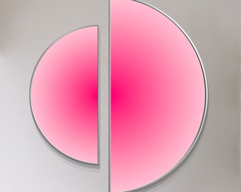 Minimalist Pink Abstract Wall Art, Geometric Modern Canvas Painting, Contemporary Circle Artwork, Blush Pink Home Decor, Large Wall Decor