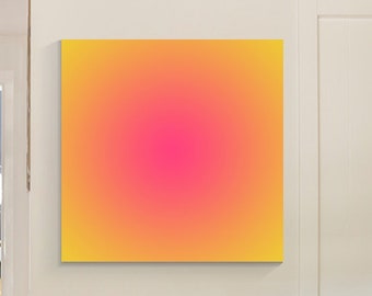 Pink Orange Gradient Ombre Art Original Dopamine Neon Abstract painting Large Wall Art  Living Room Decor