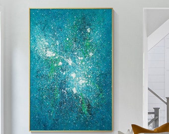 Teal blue Abstract painting Large Wall Art, teal and white Painting, Original abstract Textured Wall Art  home office  Living Room Decor