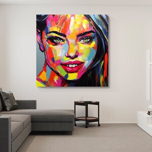 Abstract Woman Portrait Girl Canvas Wall Art Woman Face Colorful Pop Art Female Face  Artwork Colorful Woman Art female pop art Home Decor