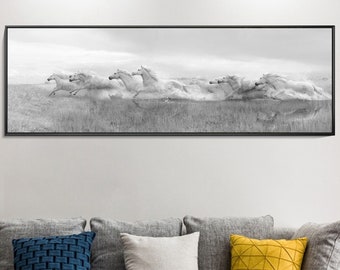 Wild Horses Canvas Print: Modern Living Room Wall Art, Framed Option