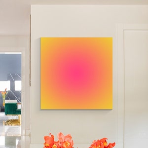Dopamin Farbverlauf Original Orange Und Pink Neon Abstrakte Malerei Auf Leinwand Eingerahmt Wandkunst Große Wandkunst Moderne Kunst Wohnzimmer Dekor