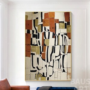 Pittura astratta su tela, pittura marrone originale, arte murale boho per camera da letto, pittura fantasy, arredamento per soggiorno, arte alla moda