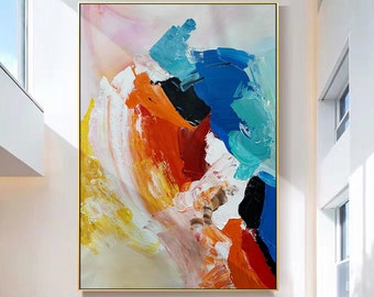 Colorful Abstract Art original Modern 3D Textured Wall Art Abstract  Bright Wall Art Decor Custom Gift Painting Living Room Wall Decor