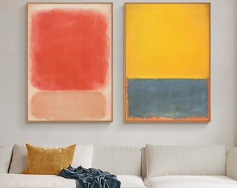 Original Abstract Painting Set of 2, Hand Painted Wall Art, Rothko Inspired Canvas, Color Field Artwork, Modern Home Decor