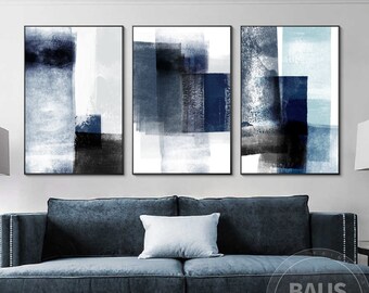 Abstract Painting Print Framed Wall Art Set of 3 Prints | Etsy